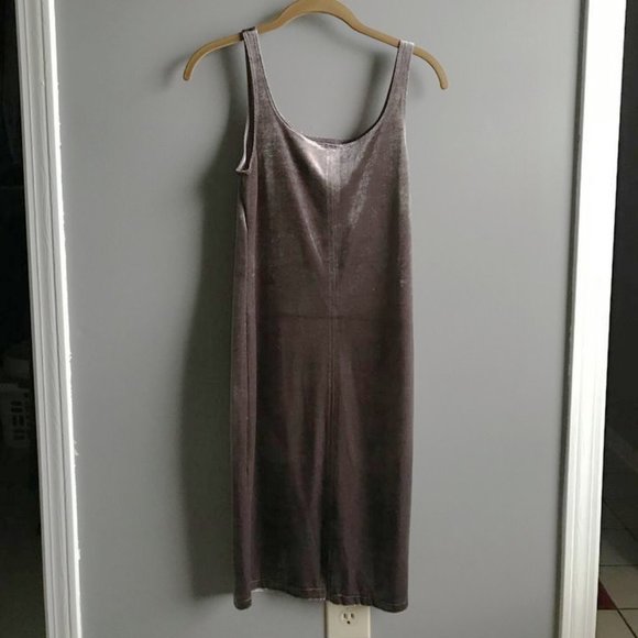 Zara Grey Velvet Dress - Picture 2 of 6